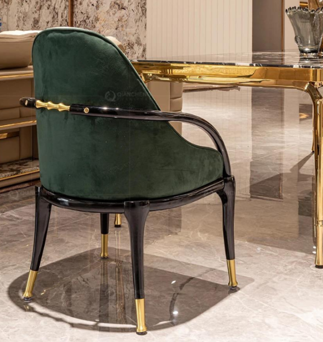 green and Beige dining chair 1